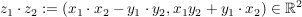 $ z_1\cdot{}z_2:=(x_1\cdot{}x_2-y_1\cdot{}y_2,x_1y_2+y_1\cdot{}x_2)\in\IR^2 $ $ z_1\cdot{}z_2:=(x_1\cdot{}x_2-y_1\cdot{}y_2,x_1y_2+y_1\cdot{}x_2)\in\IR^2 $